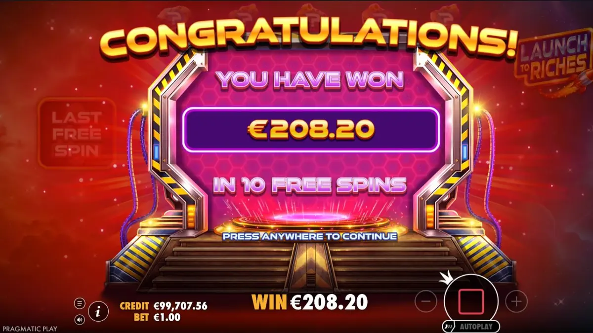 Interface futurista do slot Launch to Riches com elementos espaciais